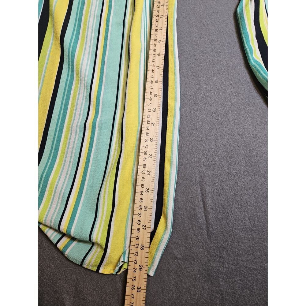 Tacera Jumpsuit Womens Medium Colorful Striped Wide Leg Faux Wrap - Picture 6 of 8